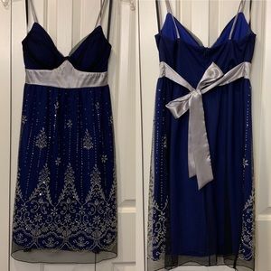 BCX Blue & silver embellished dress